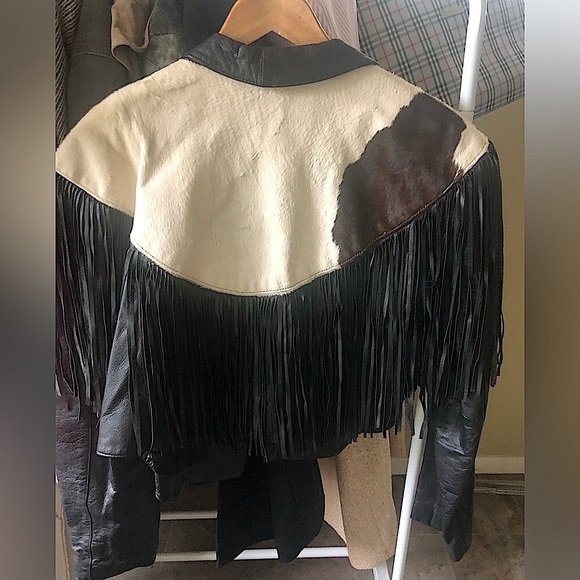 *SOLD* CONTINENTAL LEATHER FASHIONS vintage leather fringe western crop coat - Picture 5 of 6